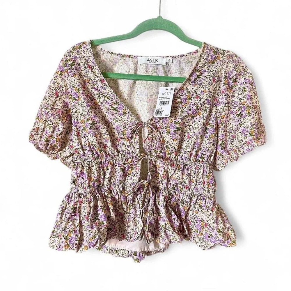 Astr Floral Print Puff Sleeve Blouse